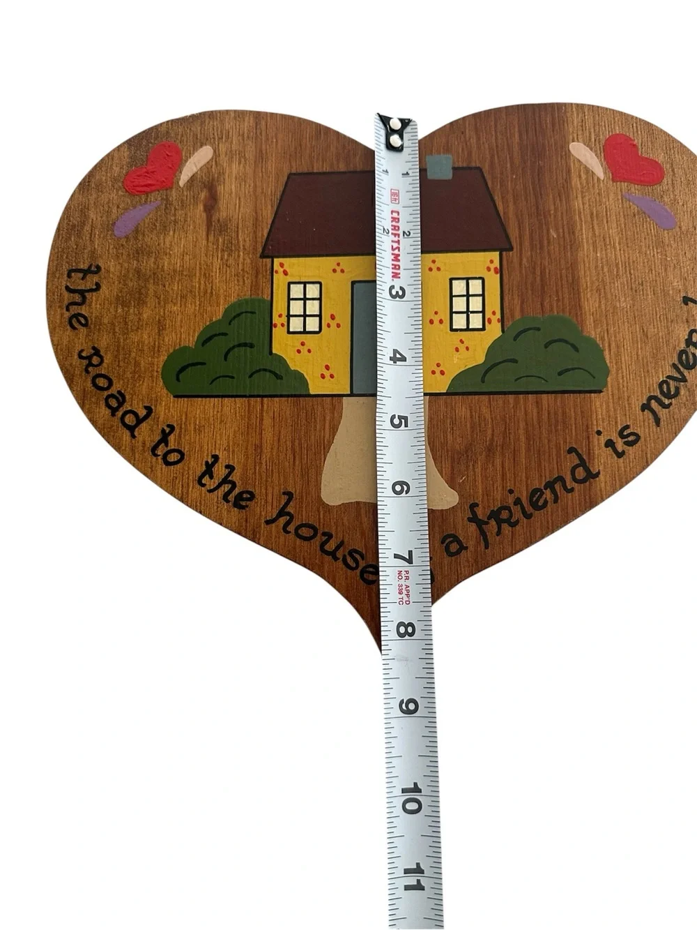 VINTAGE Hand Painted Wooden Welcome‎ Friends FOLK ART HEART Wall Hanging Plaque